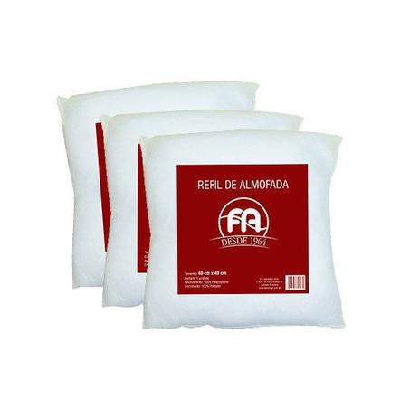 Kit com 3 Refil Para Enchimento de Almofada 40x40cm - FA MARINGA Menor preço em Kit com 3 Refil Para Enchimento de Almofada 40x40cm - FA MARINGA