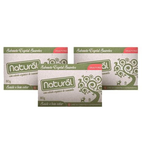 Kit com 3 Sabonetes Vegetal Natural Suavetex com Extrato de Camomila 80g - Orgânico Natural é boa?