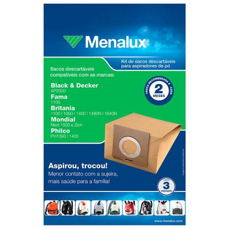 Kit com 3 Sacos Descartáveis Menalux para Aspirador de Pó (SIM01) - Electrolux Menor preço em Kit com 3 Sacos Descartáveis Menalux para Aspirador de Pó (SIM01) - Electrolux