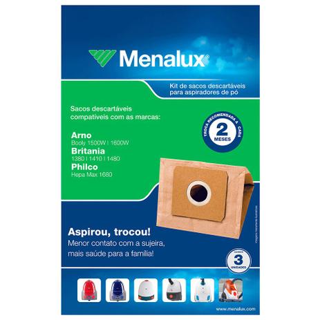 Kit com 3 Sacos Descartáveis Menalux para Aspiradores de Pó (SIM02) - Electrolux Menor preço em Kit com 3 Sacos Descartáveis Menalux para Aspiradores de Pó (SIM02) - Electrolux