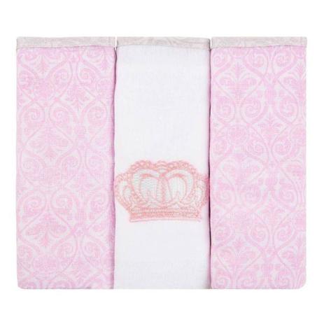 Kit Com 3 Toalhas De Boca Coroa - Minasrey Rosa Menor preço em Kit Com 3 Toalhas De Boca Coroa - Minasrey Rosa