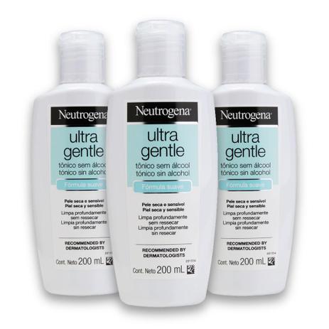 Kit com 3 Tônicos Facial NEUTROGENA Ultra Gentle sem Álcool 200 ml Menor preço em Kit com 3 Tônicos Facial NEUTROGENA Ultra Gentle sem Álcool 200 ml