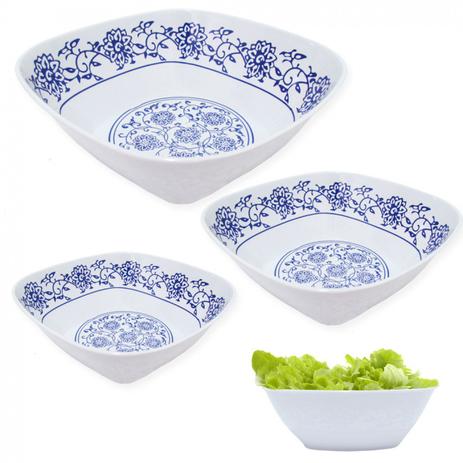 Kit com 3 Vasilhas Decoradas Grande + Media + Pequena em Melamina / Plastico Fuxing Menor preço em Kit com 3 Vasilhas Decoradas Grande + Media + Pequena em Melamina / Plastico Fuxing