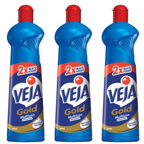 Kit Com 3 Veja Gold Multiuso Original Squeeze 500ml Menor preço em Kit Com 3 Veja Gold Multiuso Original Squeeze 500ml