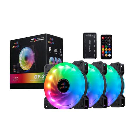Kit Com 3 Ventiladores De Resfriamento LED ARGB Cooler Gamer 120MM - GMRGB Menor preço em Kit Com 3 Ventiladores De Resfriamento LED ARGB Cooler Gamer 120MM - GMRGB