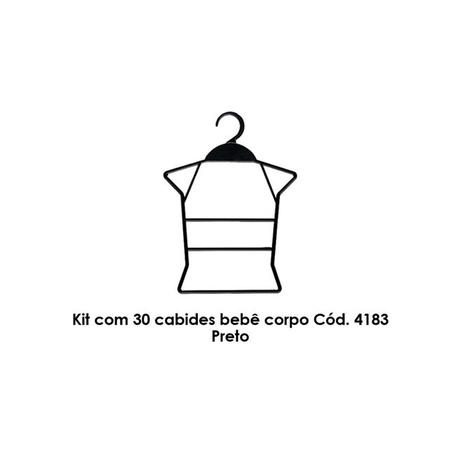 Kit com 30 cabides bebê corpo Cód. 4183 Preto - Bell plastic Menor preço em Kit com 30 cabides bebê corpo Cód. 4183 Preto - Bell plastic