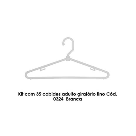 Kit com 35 cabides adulto giratório fino Cód. 0324 Branco - Bell plastic Menor preço em Kit com 35 cabides adulto giratório fino Cód. 0324 Branco - Bell plastic