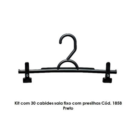 Kit com 35 cabides saia fixo com presilhas Cód. 1858 Preta - Bell plastic Menor preço em Kit com 35 cabides saia fixo com presilhas Cód. 1858 Preta - Bell plastic