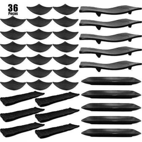 Kit com 36 Pecas Pratos em Melamina/Plastico Preto para Sushi Utilgoods Menor preço em Kit com 36 Pecas Pratos em Melamina/Plastico Preto para Sushi Utilgoods