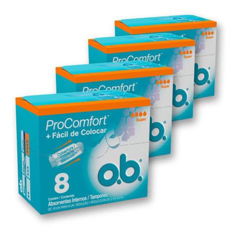 Kit com 4 Absorventes Interno O.B Procomfort Super 8 Un Menor preço em Kit com 4 Absorventes Interno O.B Procomfort Super 8 Un