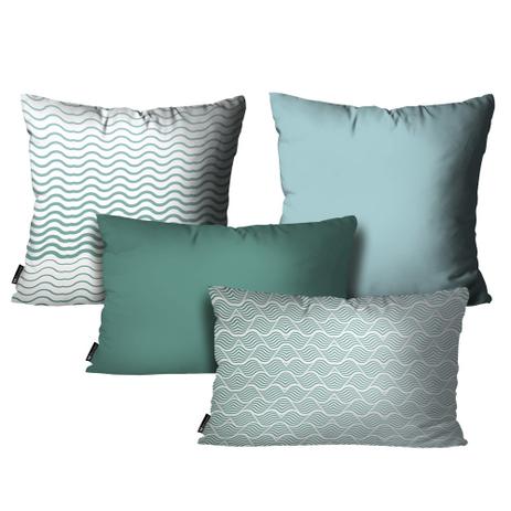 Kit com 4 Almofadas Abstrato Verde - Mdecore Menor preço em Kit com 4 Almofadas Abstrato Verde - Mdecore