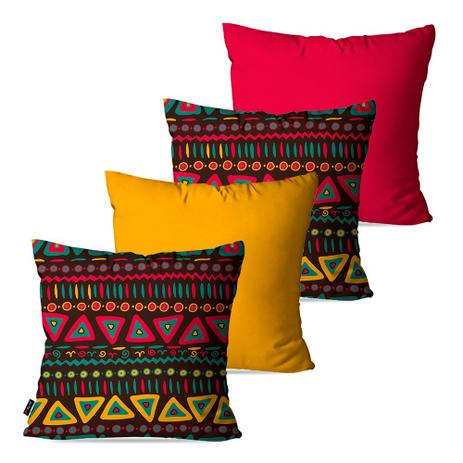 Kit com 4 Almofadas Decorativas Amarelo Étnica Abstrato - Pump up Menor preço em Kit com 4 Almofadas Decorativas Amarelo Étnica Abstrato - Pump up