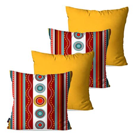 Kit com 4 Almofadas Decorativas Amarelo Formas - Pump up Menor preço em Kit com 4 Almofadas Decorativas Amarelo Formas - Pump up