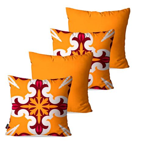 Kit com 4 Almofadas Decorativas Laranja Geométrico - Pump Up Menor preço em Kit com 4 Almofadas Decorativas Laranja Geométrico - Pump Up