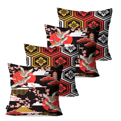 Kit com 4 Almofadas Decorativas Oriental Cerejeiras - Pump up Menor preço em Kit com 4 Almofadas Decorativas Oriental Cerejeiras - Pump up
