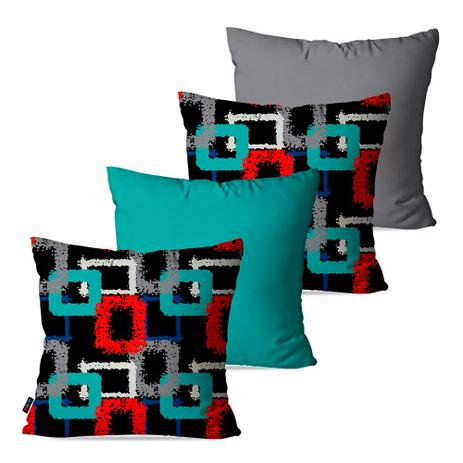 Kit com 4 Almofadas Decorativas Turquesa Cubos Abstrato - Pump up é boa?