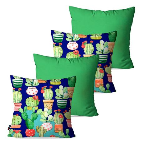 Kit com 4 Almofadas Decorativas Verde Vasos e Cactos - Pump up Menor preço em Kit com 4 Almofadas Decorativas Verde Vasos e Cactos - Pump up
