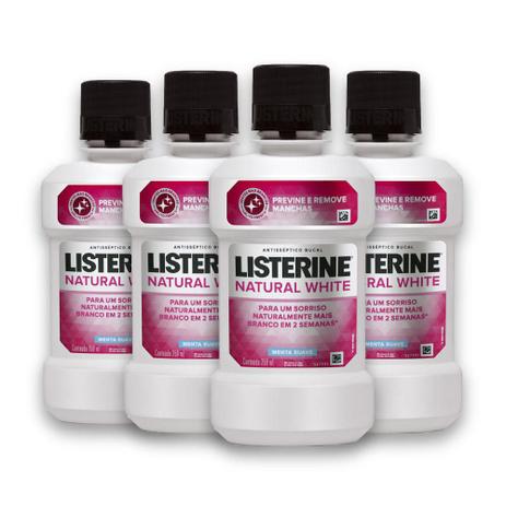 Kit com 4 Antissépticos Bucal LISTERINE Whitening Antimanchas 250ml Menor preço em Kit com 4 Antissépticos Bucal LISTERINE Whitening Antimanchas 250ml