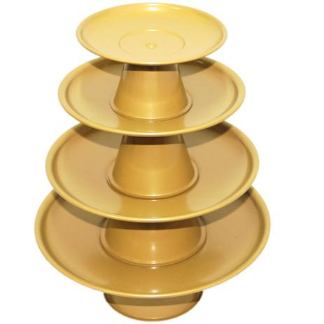 Kit com 4 Bandejas em Alumínio Cor Ouro para Doces e Balas - G.r. Menor preço em Kit com 4 Bandejas em Alumínio Cor Ouro para Doces e Balas - G.r.