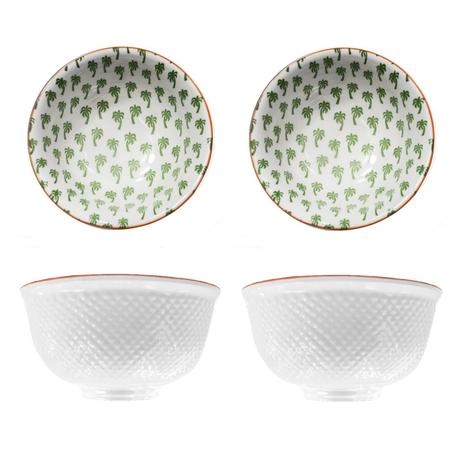 Kit com 4 Bowls Cumbucas Tigelas Cerâmica 600 ml Coqueiro Verde 16D029A-3/J - Santa cecilia Menor preço em Kit com 4 Bowls Cumbucas Tigelas Cerâmica 600 ml Coqueiro Verde 16D029A-3/J - Santa cecilia