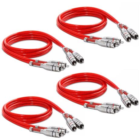 Kit Com 4 Cabos Rca Stetsom 1 Metro Blindado Banhado Prata Menor preço em Kit Com 4 Cabos Rca Stetsom 1 Metro Blindado Banhado Prata