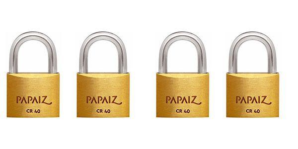 Kit com 4 Cadeados Papaiz 40mm Mesmo Segredo Menor preço em Kit com 4 Cadeados Papaiz 40mm Mesmo Segredo