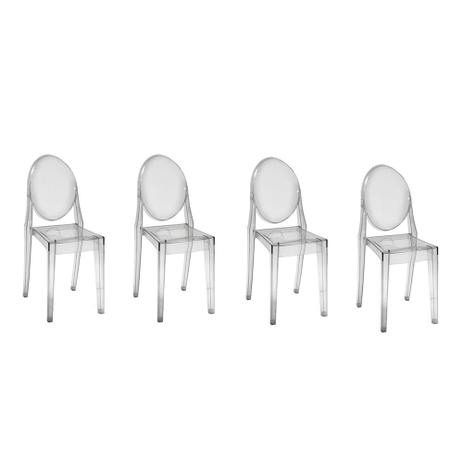 Kit com 4 Cadeiras Invisible sem Braço Transparente - Or design Menor preço em Kit com 4 Cadeiras Invisible sem Braço Transparente - Or design