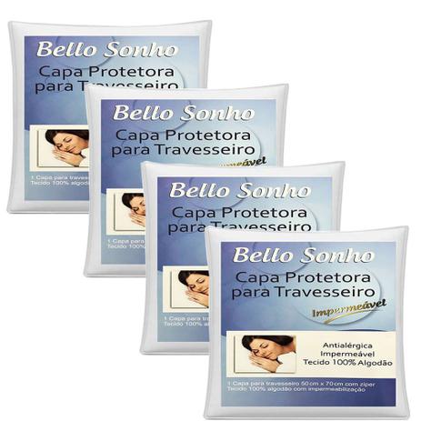 Kit Com 4 Capa De Travesseiro Master Comfort Impermeável Tecido 100 Algodão - Bello Sonho Menor preço em Kit Com 4 Capa De Travesseiro Master Comfort Impermeável Tecido 100 Algodão - Bello Sonho