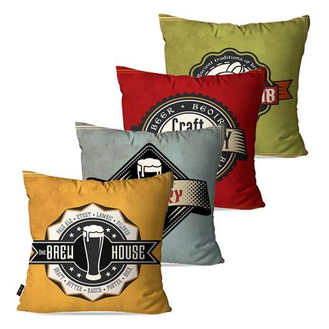 Kit com 4 Capas para Almofadas Decorativas Coloridas Brewery Retrô - Pump up Menor preço em Kit com 4 Capas para Almofadas Decorativas Coloridas Brewery Retrô - Pump up