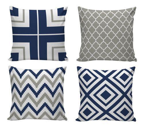 Kit Com 4 Capas Para Almofadas Decorativas De Sofá Coloridas Azul e Cinza - NSW Menor preço em Kit Com 4 Capas Para Almofadas Decorativas De Sofá Coloridas Azul e Cinza - NSW