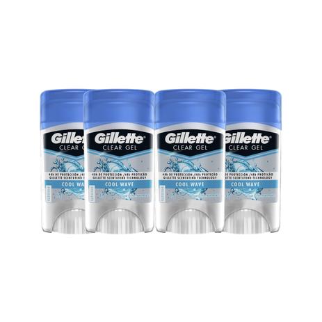 Kit com 4 Desodorantes Gillette Antitranspirante Clear Gel Cool Wave 45g Menor preço em Kit com 4 Desodorantes Gillette Antitranspirante Clear Gel Cool Wave 45g