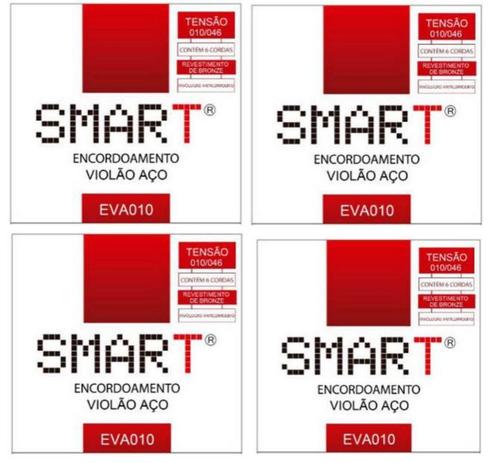Kit com 4 Encordoamentos Para Violão Aço Smart 0.10 Menor preço em Kit com 4 Encordoamentos Para Violão Aço Smart 0.10