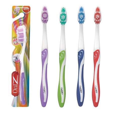 Kit com 4 Escovas Dental Plus Adulto Cerdas Média OralZ Menor preço em Kit com 4 Escovas Dental Plus Adulto Cerdas Média OralZ