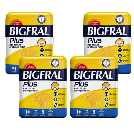 KIT com 4 Fralda Bigfral Plus Geriátrica Menor preço em KIT com 4 Fralda Bigfral Plus Geriátrica