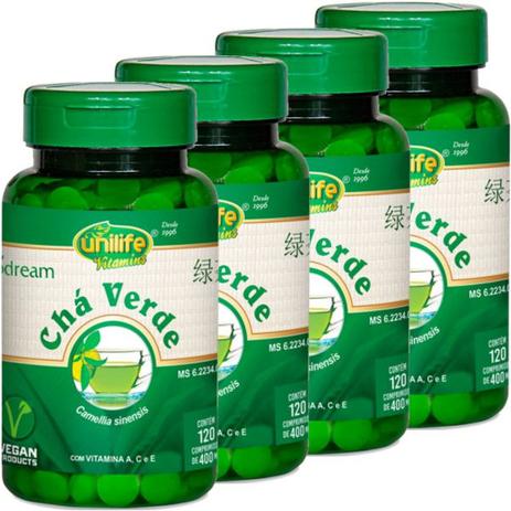 Kit com 4 Frascos de Chá verde Comprimidos Biodream Unilife 120 comprimidos 400mg Menor preço em Kit com 4 Frascos de Chá verde Comprimidos Biodream Unilife 120 comprimidos 400mg