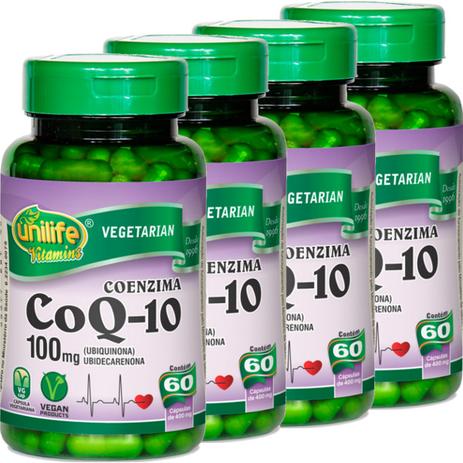 Kit com 4 Frascos de Coenzima Q-10 100mg Unilife 60 capsulas Menor preço em Kit com 4 Frascos de Coenzima Q-10 100mg Unilife 60 capsulas