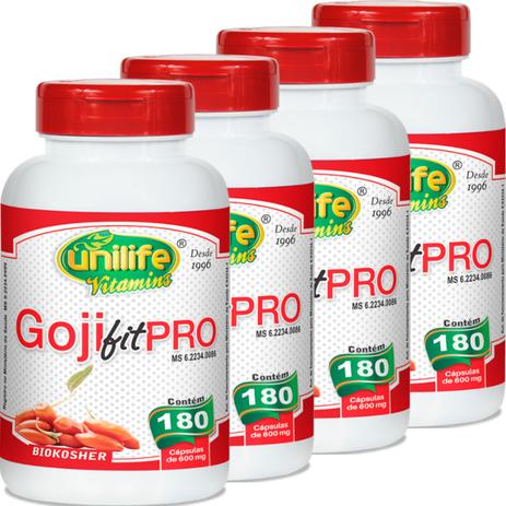 Kit com 4 Frascos de Goji Fit Pro Unilife 180 Capsulas 600mg Menor preço em Kit com 4 Frascos de Goji Fit Pro Unilife 180 Capsulas 600mg
