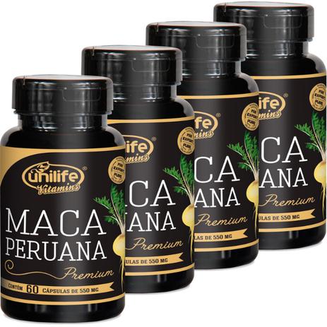 Kit com 4 Frascos de Maca Peruana Premium Pura Unilife 60 capsulas 550mg Menor preço em Kit com 4 Frascos de Maca Peruana Premium Pura Unilife 60 capsulas 550mg