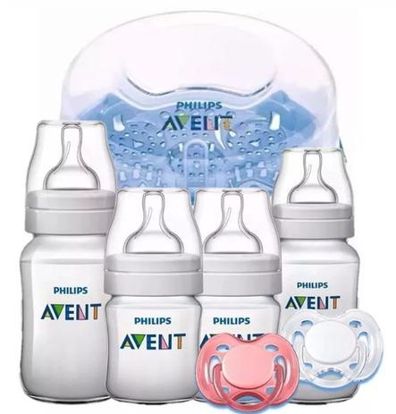 Kit Com 4 Mamadeiras Avent Esterilizador 2 Chupetas Rosa - Philips avent Menor preço em Kit Com 4 Mamadeiras Avent Esterilizador 2 Chupetas Rosa - Philips avent