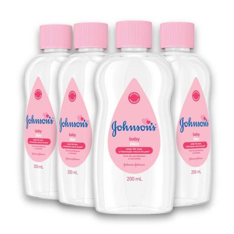 Kit com 4 Óleos JOHNSONS Baby Puro 200ml Menor preço em Kit com 4 Óleos JOHNSONS Baby Puro 200ml