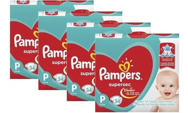 Kit Com 4 Pacotes Fraldas Pampers Supersec Atacado Barato P Menor preço em Kit Com 4 Pacotes Fraldas Pampers Supersec Atacado Barato P