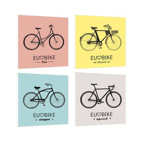 Kit com 4 placas decorativas - 19x19cm cada - Estilos de Bicicletas - Galeria quadros é boa?
