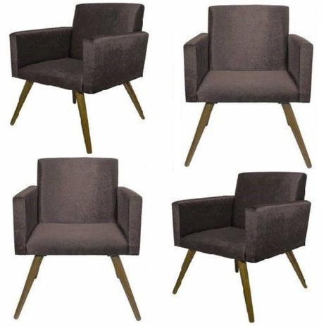 Kit Com 4 Poltronas Decorativas Nina Sued Marrom - JBF Poltronas Menor preço em Kit Com 4 Poltronas Decorativas Nina Sued Marrom - JBF Poltronas