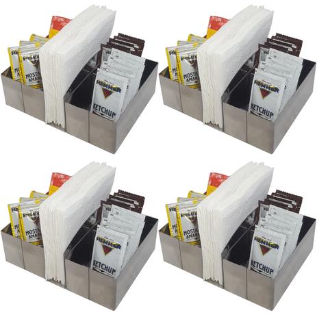 Kit com 4 Porta Sachês e Porta Guardanapos De Mesa em Inox - Zanline Menor preço em Kit com 4 Porta Sachês e Porta Guardanapos De Mesa em Inox - Zanline