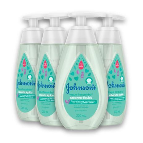 Kit com 4 Sabonetes Líquido JOHNSONS Baby Toque Fresquinho 200ml - Johnsons Menor preço em Kit com 4 Sabonetes Líquido JOHNSONS Baby Toque Fresquinho 200ml - Johnsons