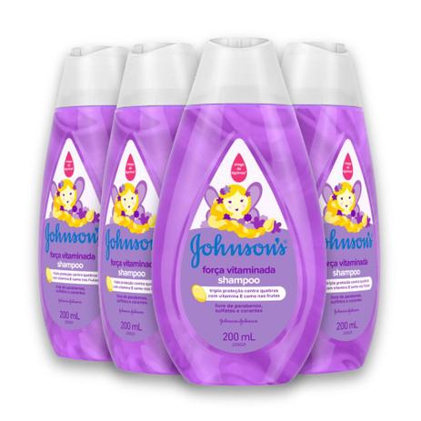 Kit com 4 Shampoos JOHNSONS Força Vitaminada 200ml - Johnsons Menor preço em Kit com 4 Shampoos JOHNSONS Força Vitaminada 200ml - Johnsons