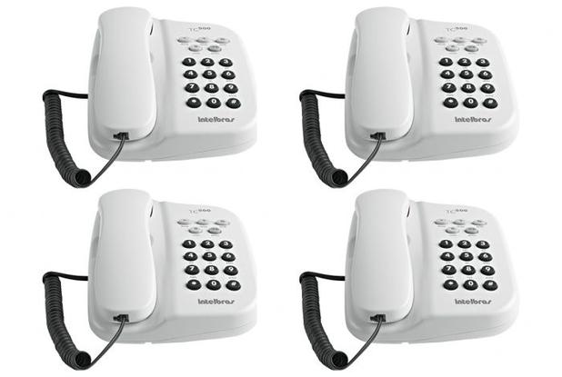 Kit com 4 Telefones De Mesa 5 Funções Tc 500 Branco - Intelbras Menor preço em Kit com 4 Telefones De Mesa 5 Funções Tc 500 Branco - Intelbras