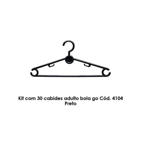Kit com 40 cabides adulto bola go Cód. 4104 Preto - Bell plastic Menor preço em Kit com 40 cabides adulto bola go Cód. 4104 Preto - Bell plastic