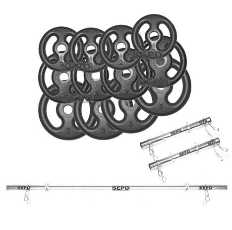 Kit com 40 Kg de Anilhas Ferro Fundido + 1 Barra 1,60m + 2 Barras 40cm - Sepo - pesos é boa?