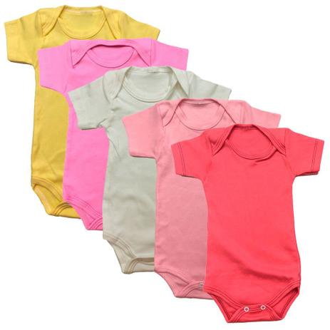 Kit com 5 body para bebês manga curta liso algodão amor - Dcp kids Menor preço em Kit com 5 body para bebês manga curta liso algodão amor - Dcp kids